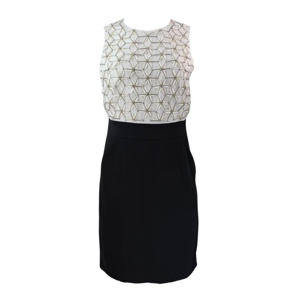 Ted Baker Black and White Sleeveless Sheath Dress - Picture 1 of 3